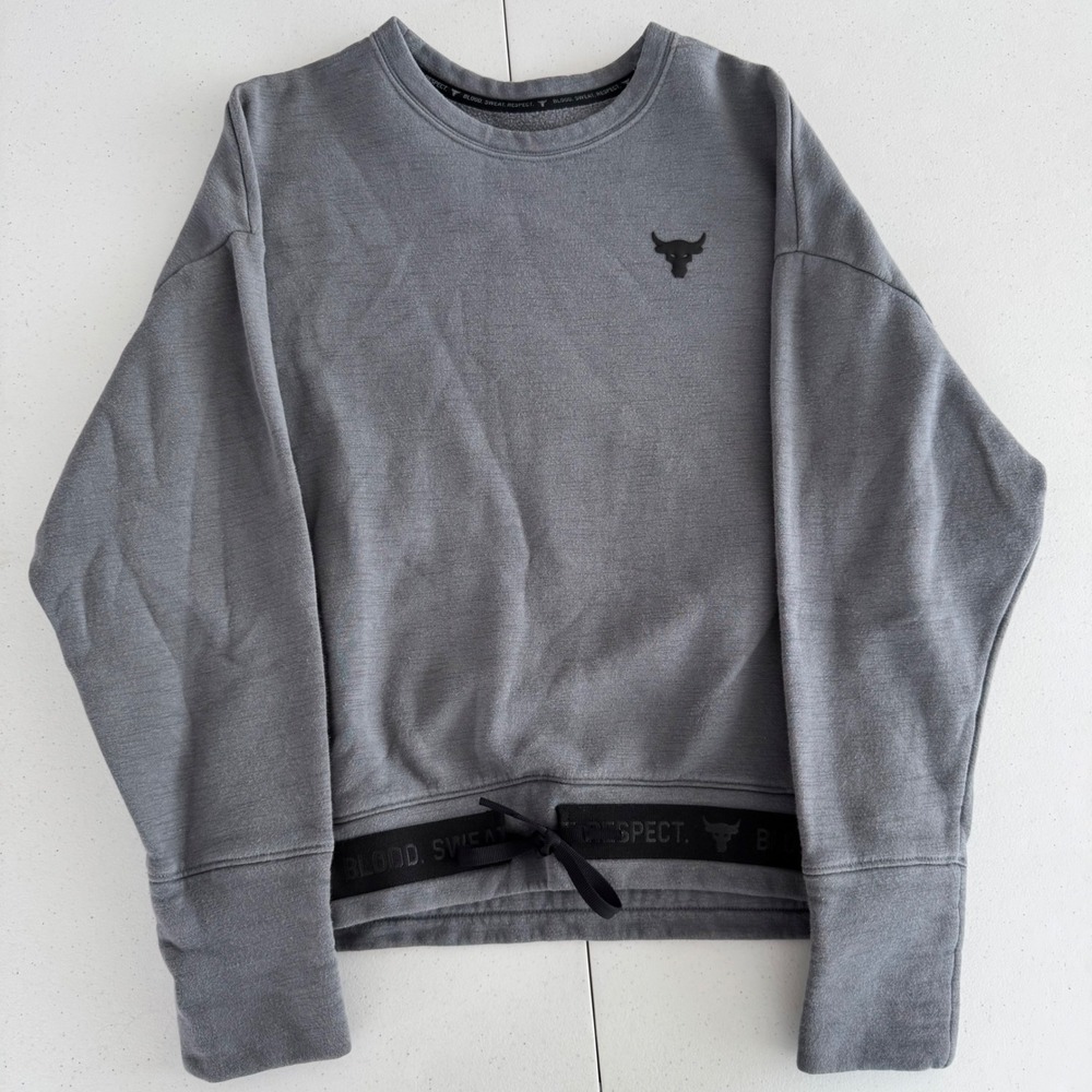 Under Armour UA Project‎ Rock Womens Gray Crewneck Fleece Sweatshirt Size Small